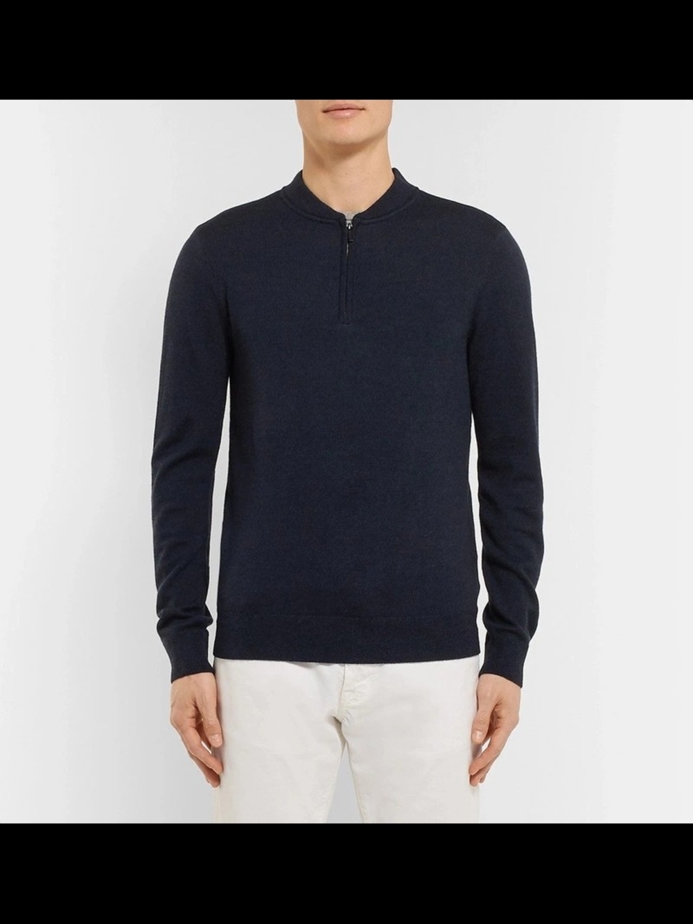 Club Monaco Navy Zip-Up Merino Pullover